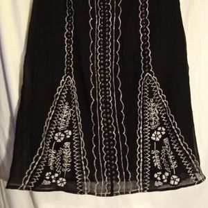 Odille Black Embroidered & Beaded Skirt